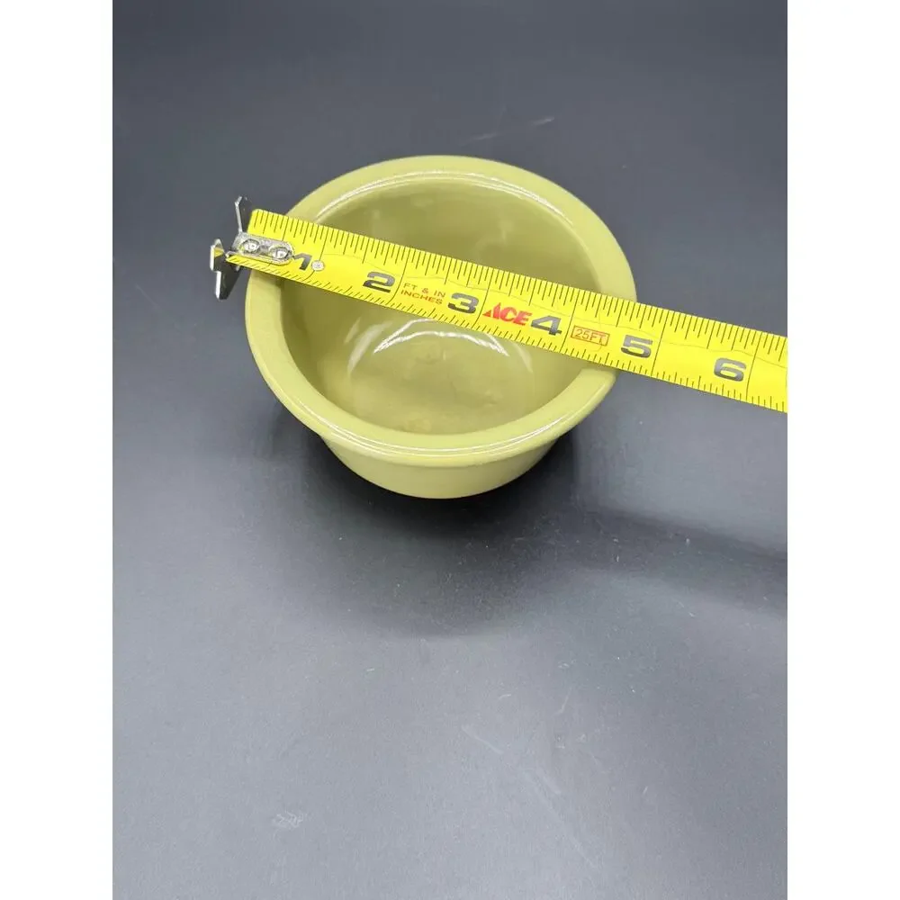 Chartreuse Yellow Glazed Ceramic Ramekin Individual Casserole Dish 5.25